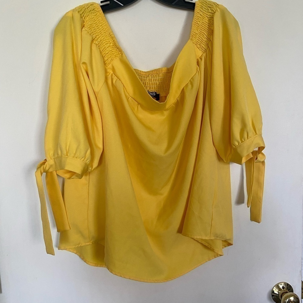 Yoins 2X purple, bright yellow shirt with ties on sleeves